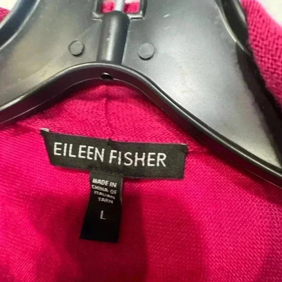 Eileen Fisher women’s 100% Italian wool cardigan sweater pink open front size L - Picture 5 of 7